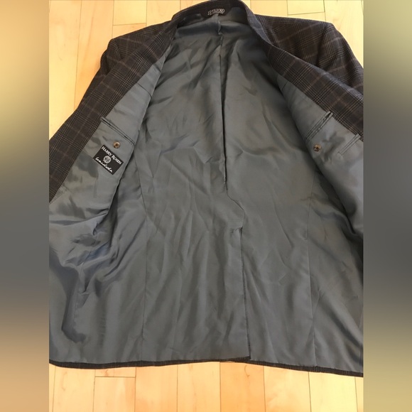 Samuelsohn blazer Sz 46 tall long Italian 120’s wool grey brown checks - Picture 6 of 6